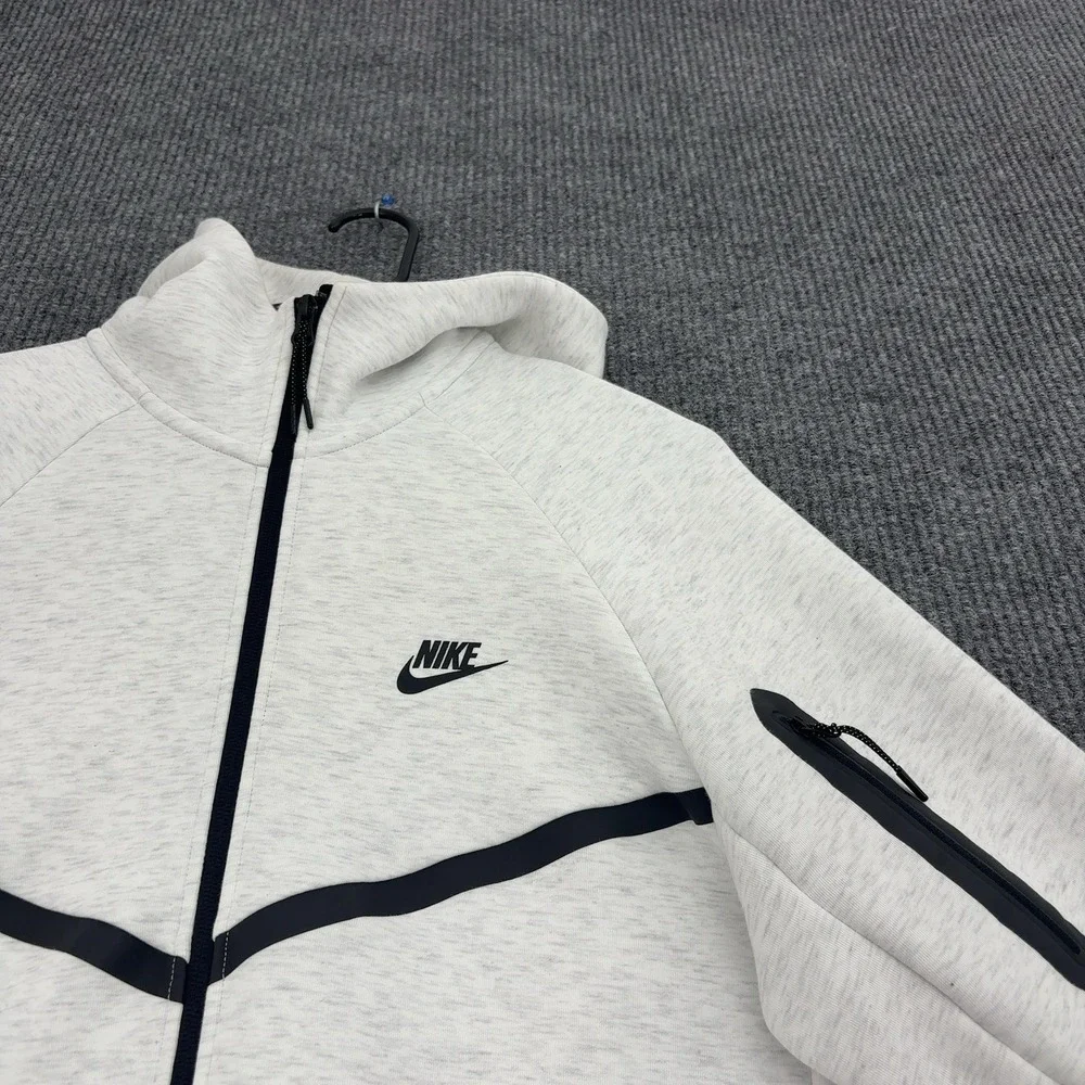 Nike Full Zip Hoodie Mens L Grey Cotton Polyester Tech Fleece Sportswear Street